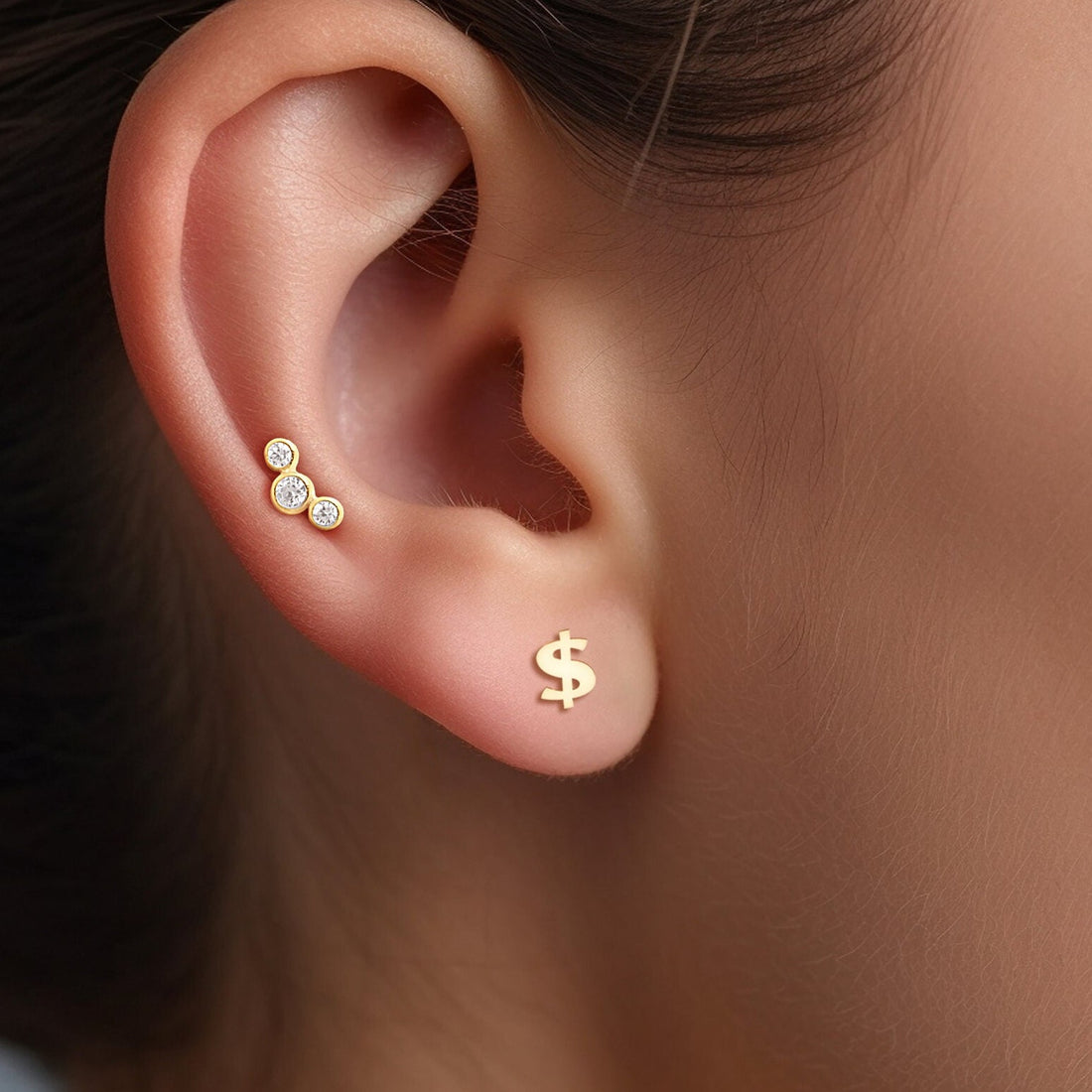 Dollar Sign Stud Earrings