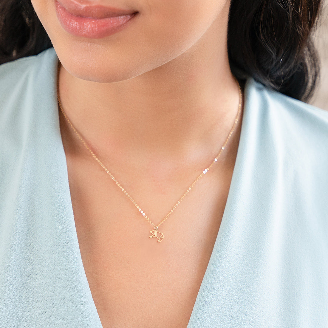 Origami Bear Cutout Pendant Necklace