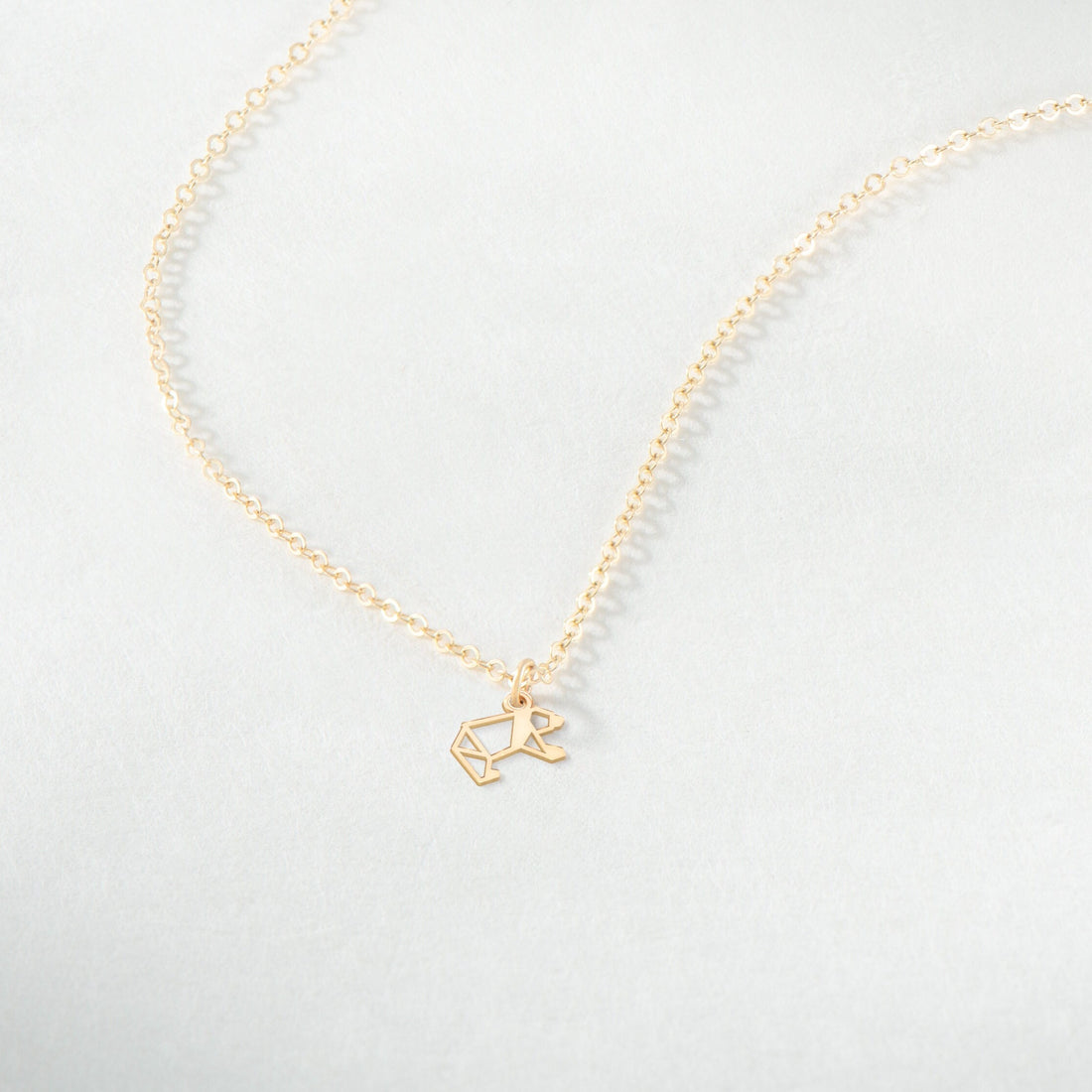 Origami Bear Cutout Pendant Necklace