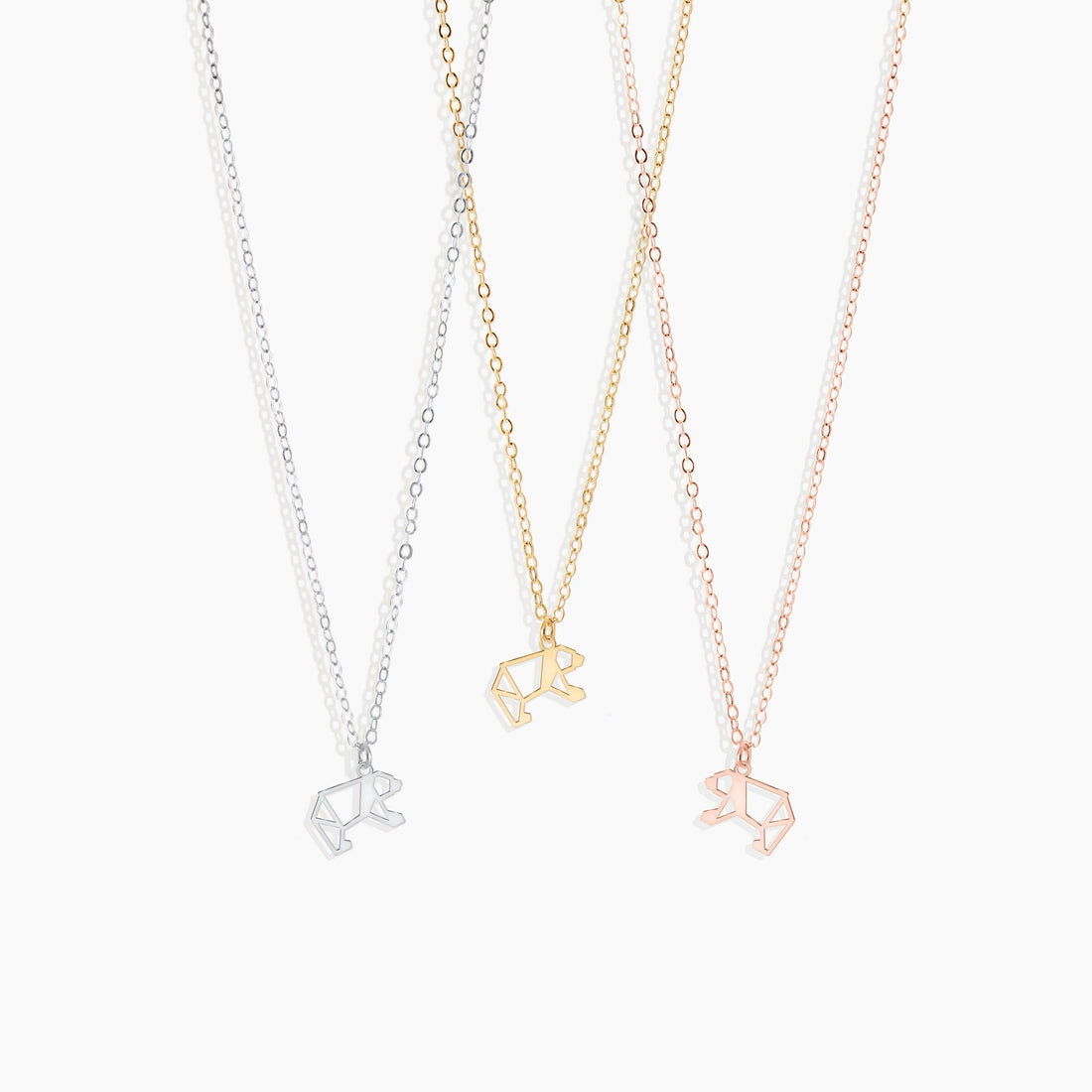 Origami Bear Cutout Pendant Necklace