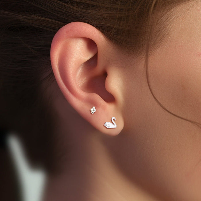 Golden Swan Stud Earrings