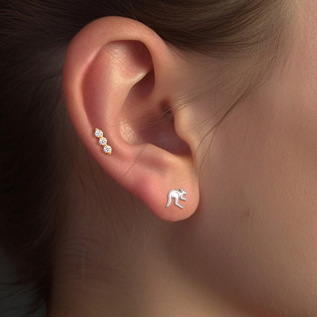 Kangaroo Silhouette Stud Earrings