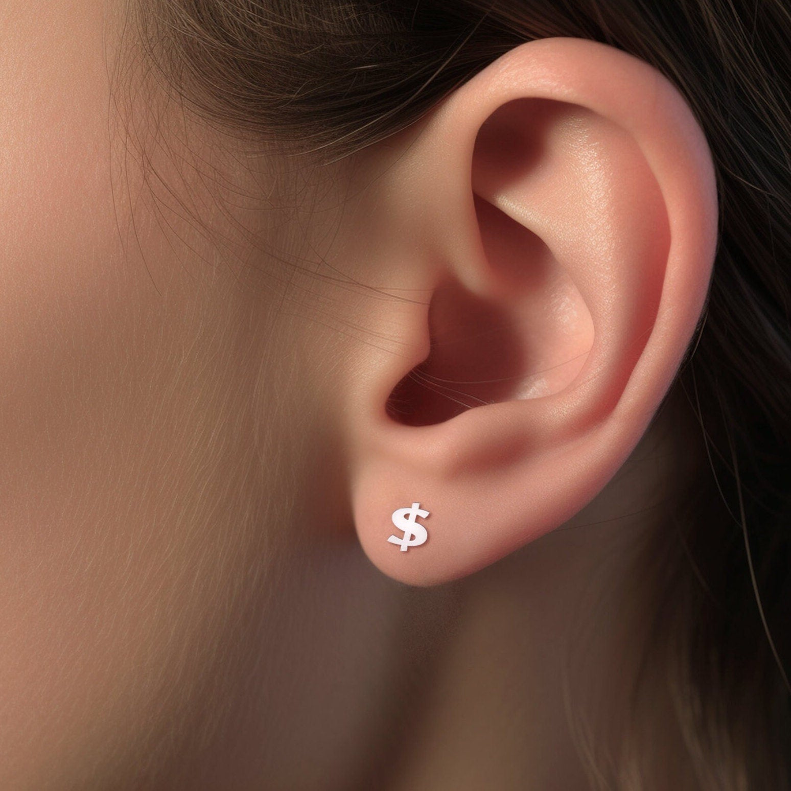 Dollar Sign Stud Earrings