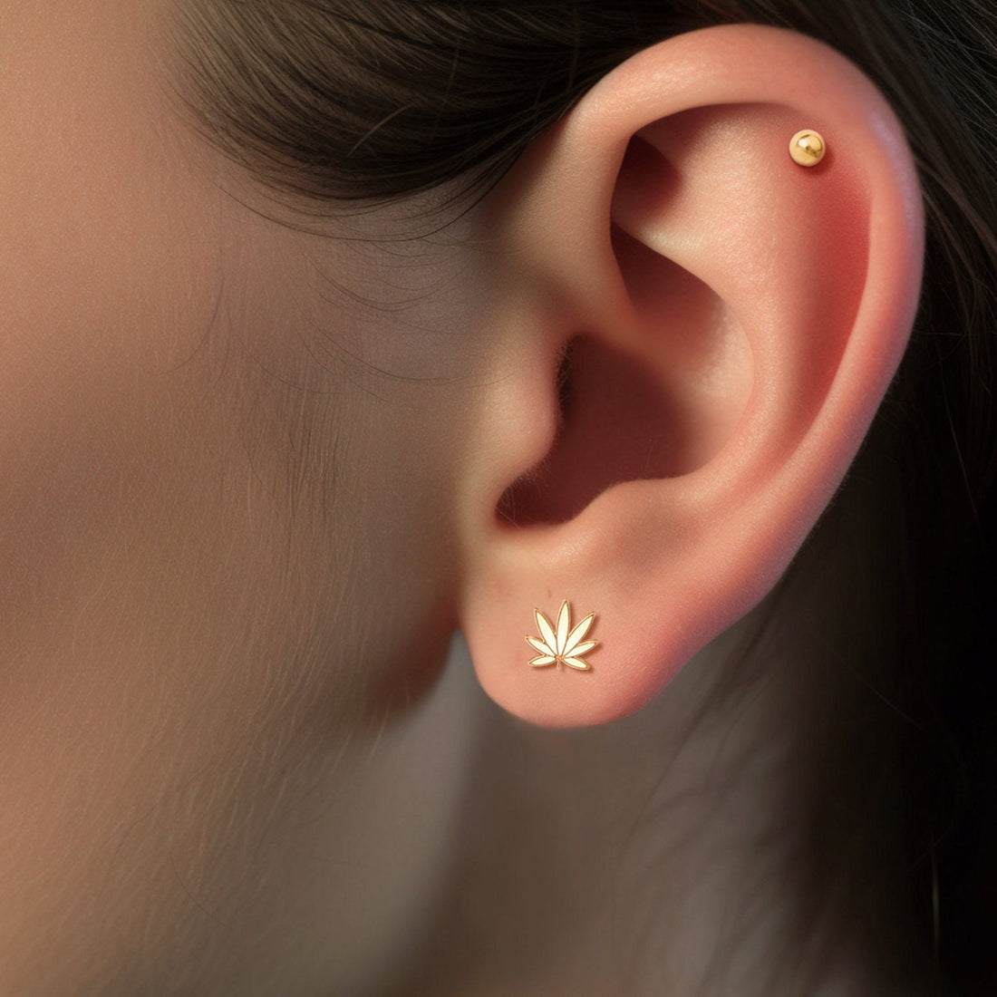 Hemp Leaf Stud Earrings