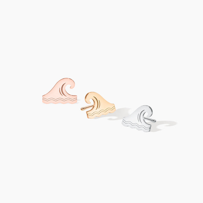 Wave Charm Stud Earrings