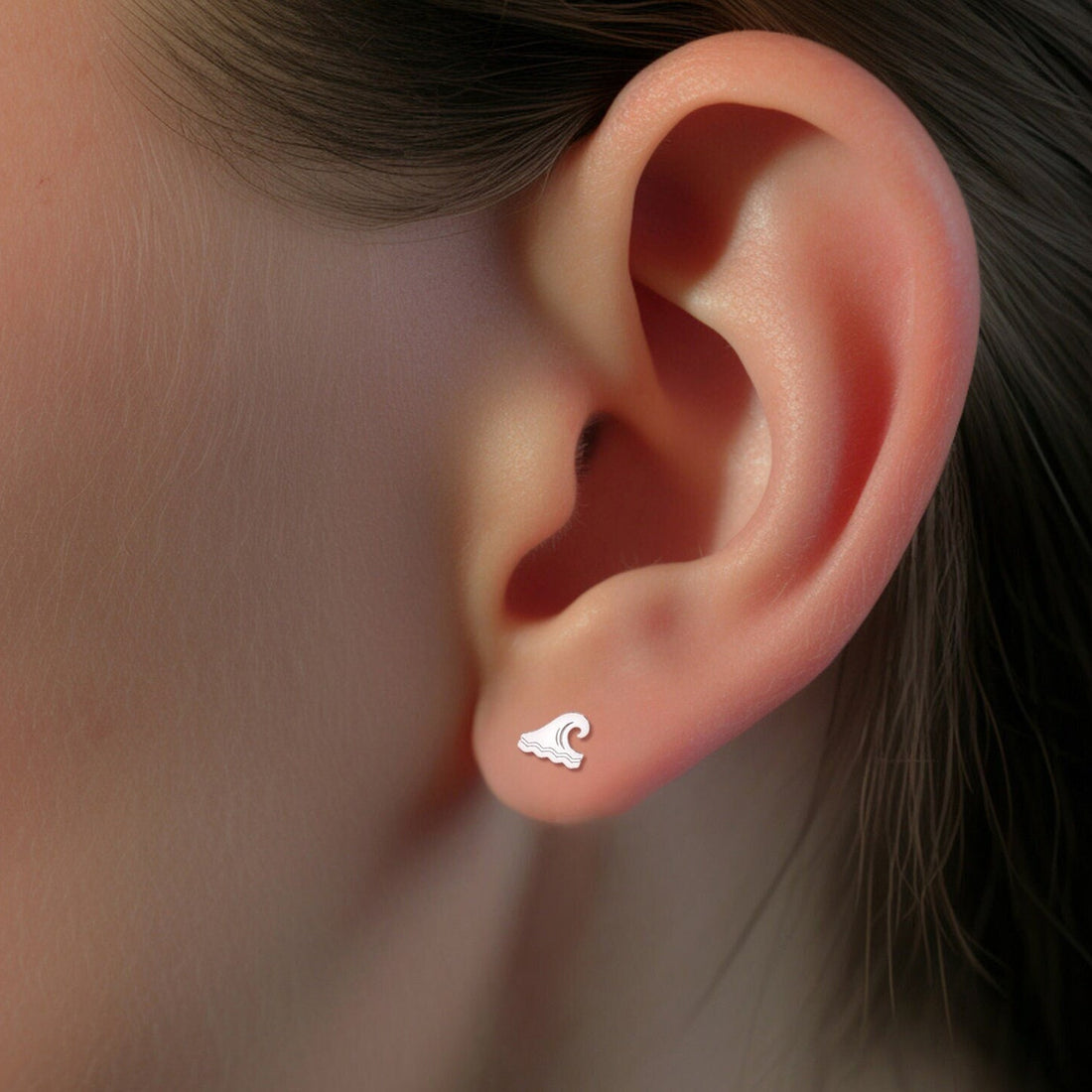 Wave Charm Stud Earrings