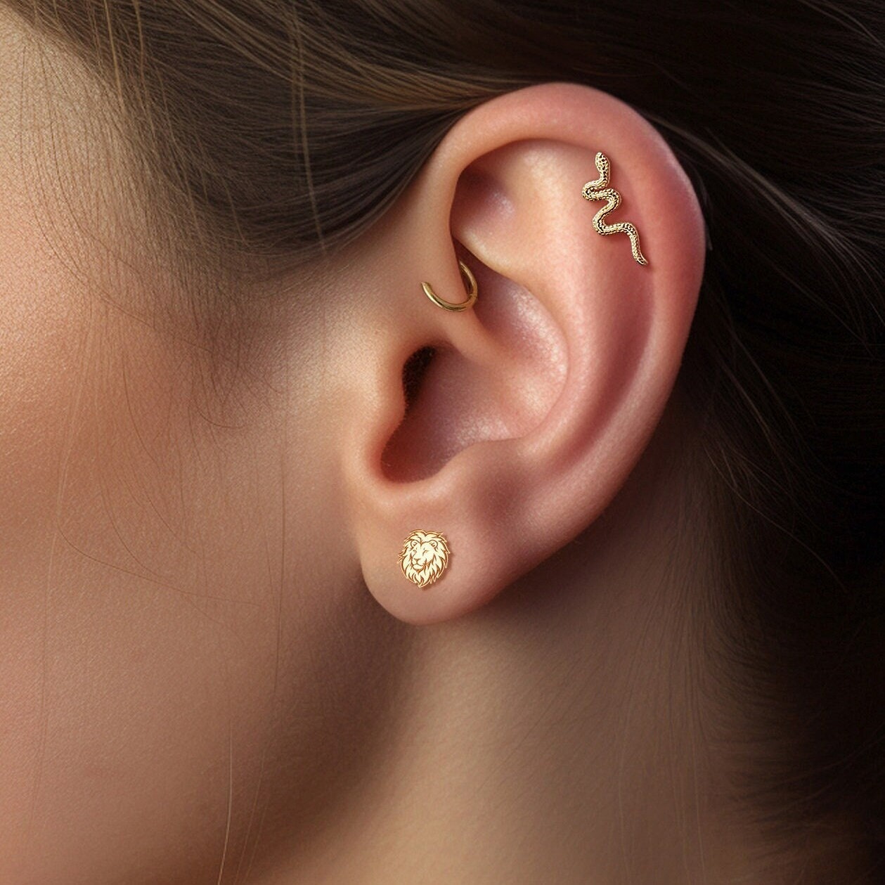 Lion Head Stud Earrings
