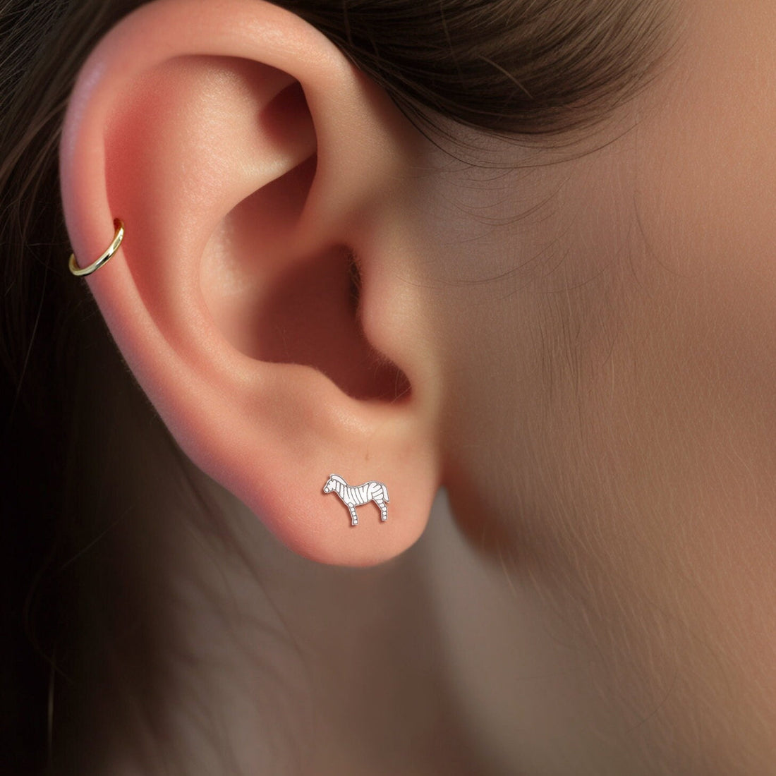 Zebra Studs 14k