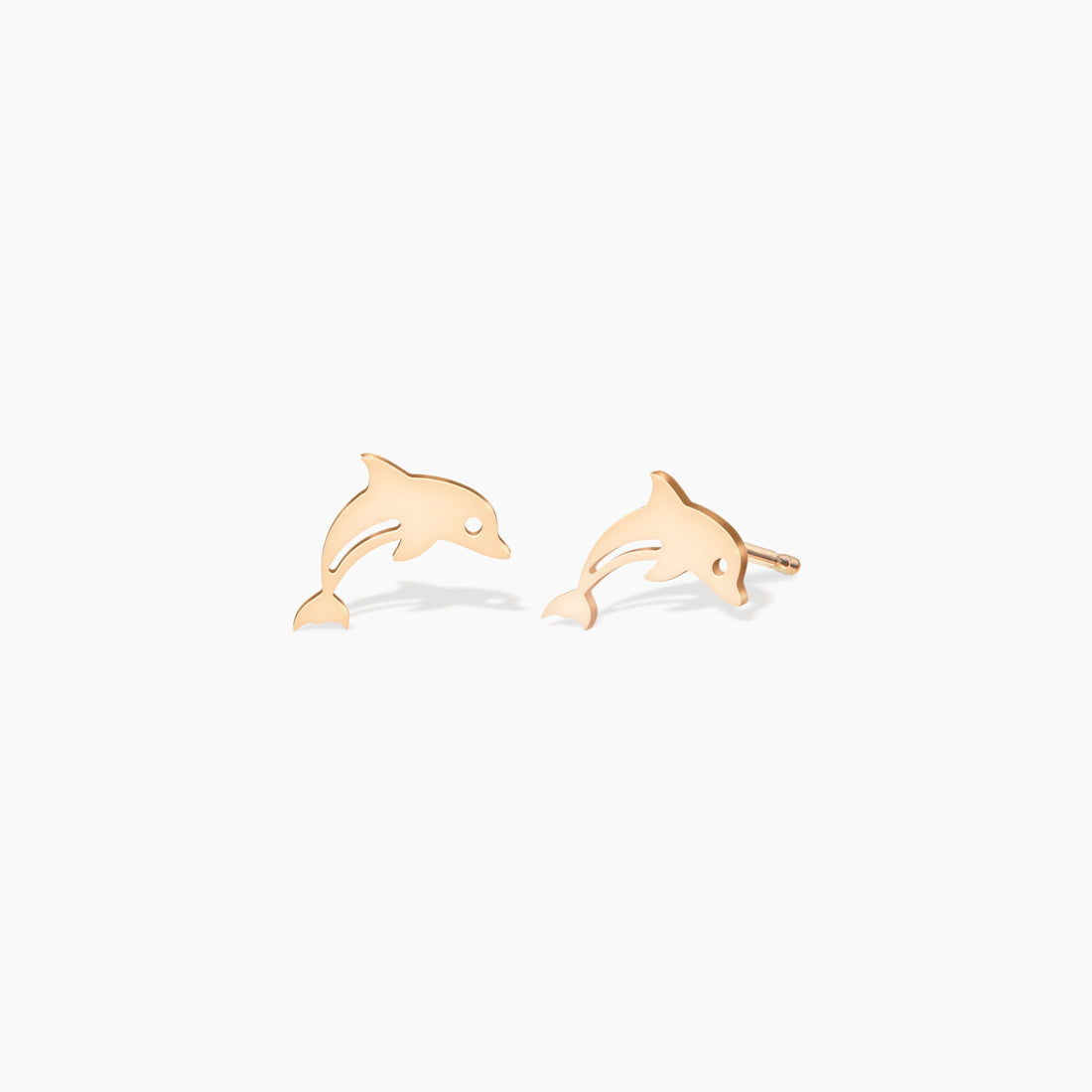 Dolphin Stud Earrings 14K