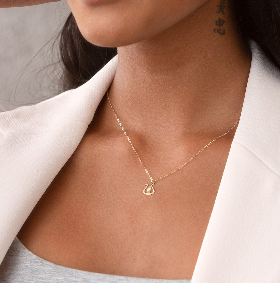 Lyre Harp Pendant Necklace