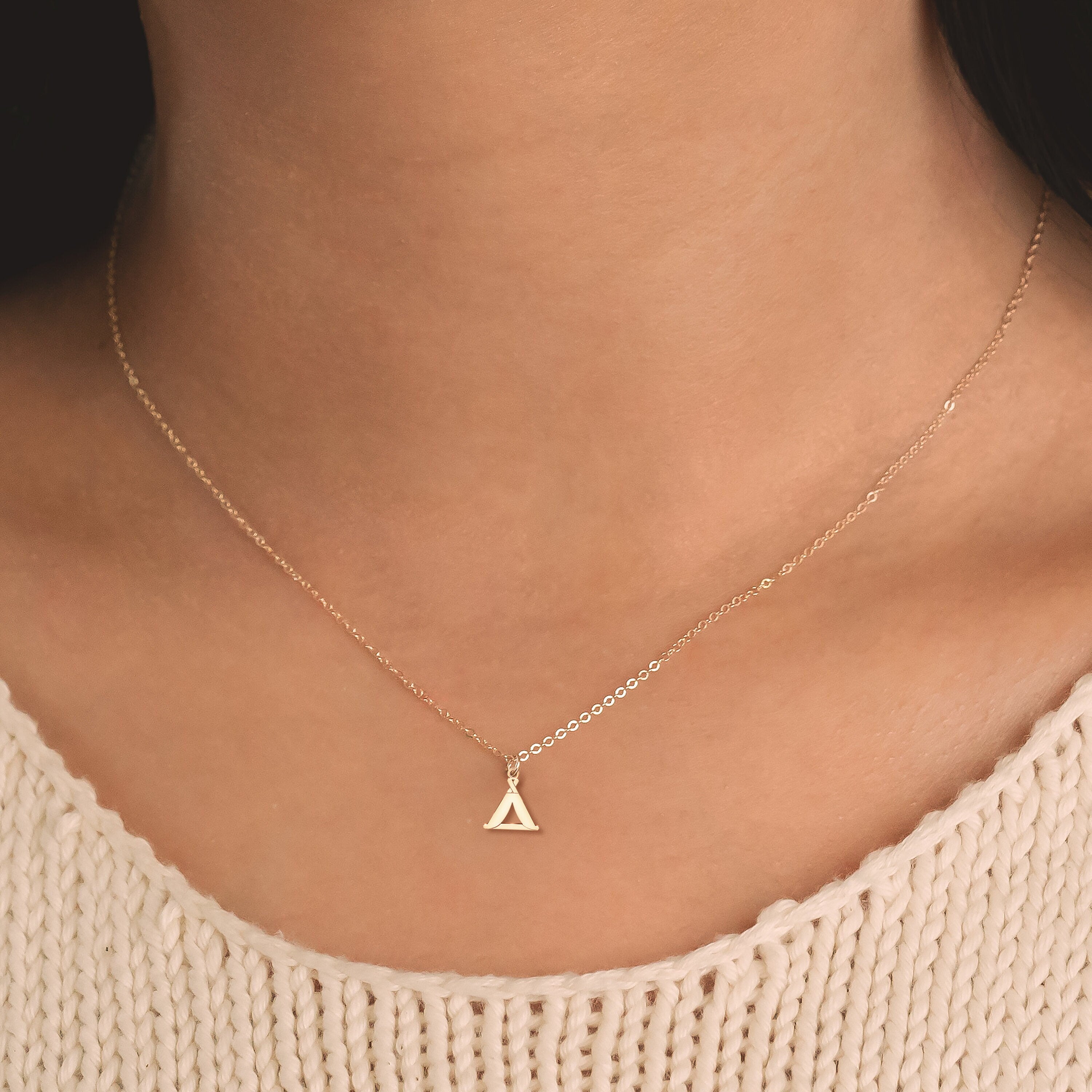 Camping Tent Pendant Necklace
