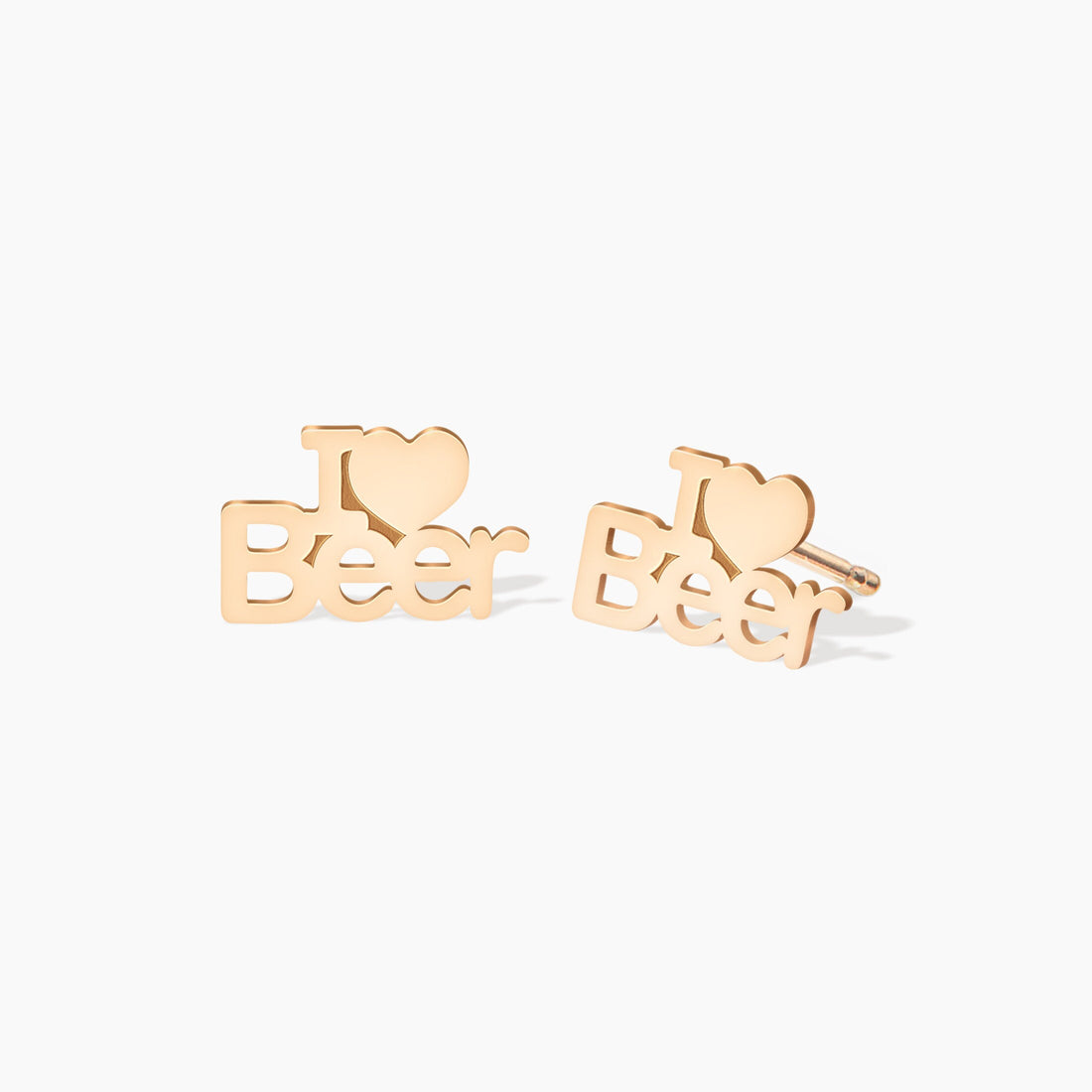 I Love Beer Charm Stud Earrings