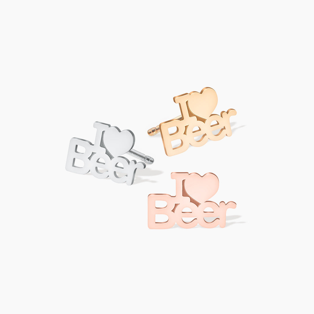 I Love Beer Charm Stud Earrings