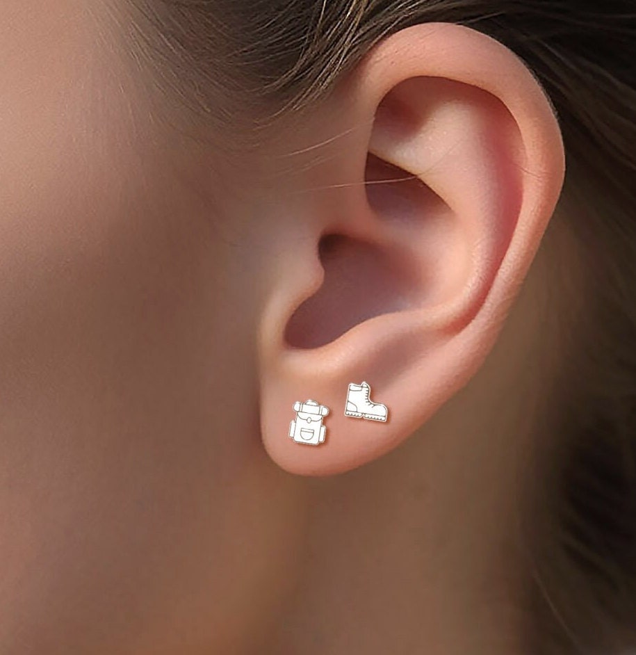 Hiking Boot Backpack Stud Earrings