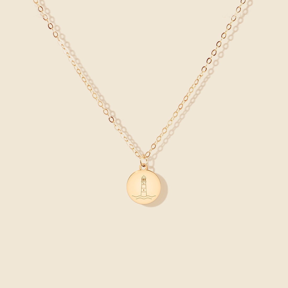 Lighthouse Disc Pendant Necklace