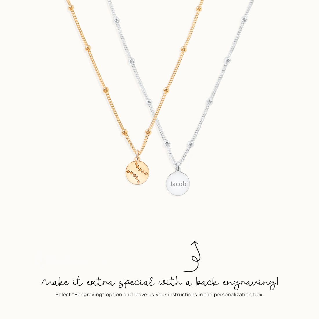 Classic Baseball Charm Beady Necklace