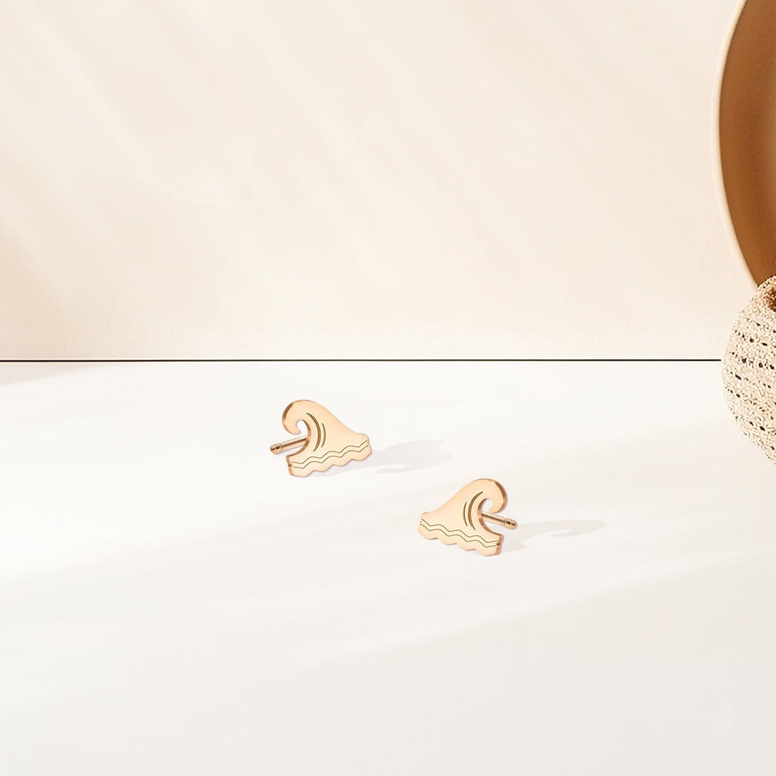 Wave Charm Stud Earrings