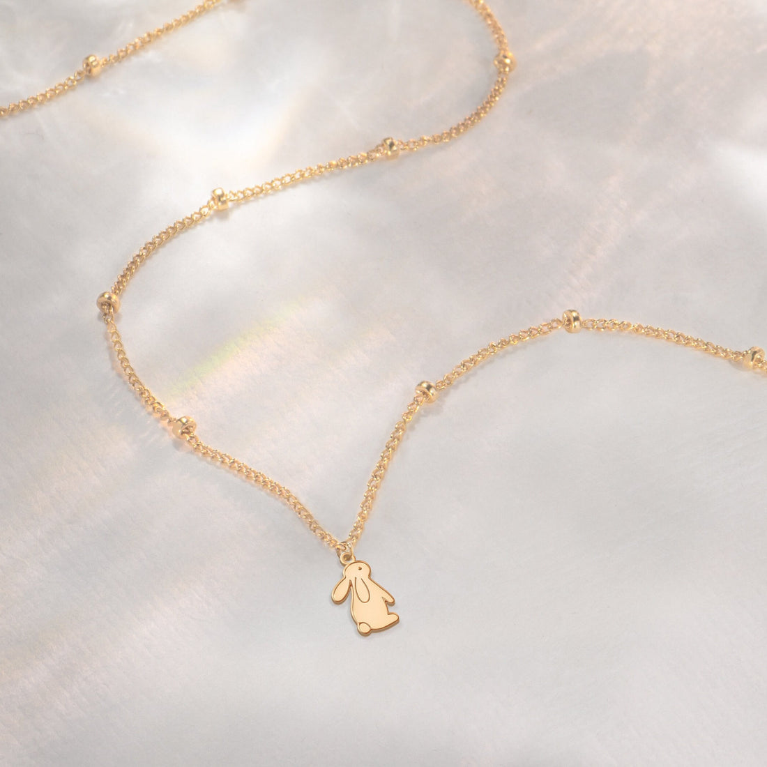 Petite Bunny Charm necklace on a Beady Chain