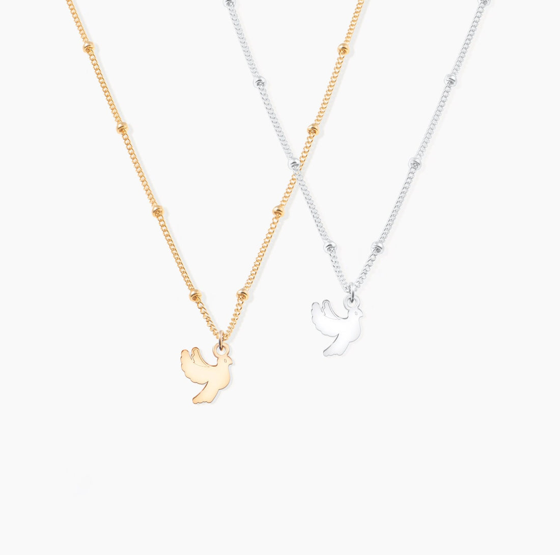 Dove Pendant Beady Necklace