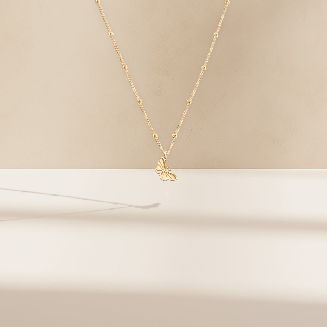 Butterfly Pendant Beady Necklace