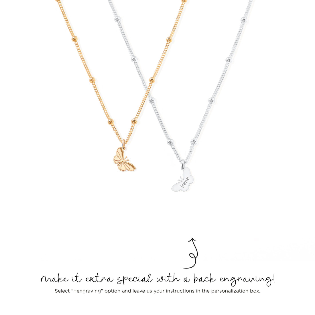 Butterfly Pendant Beady Necklace