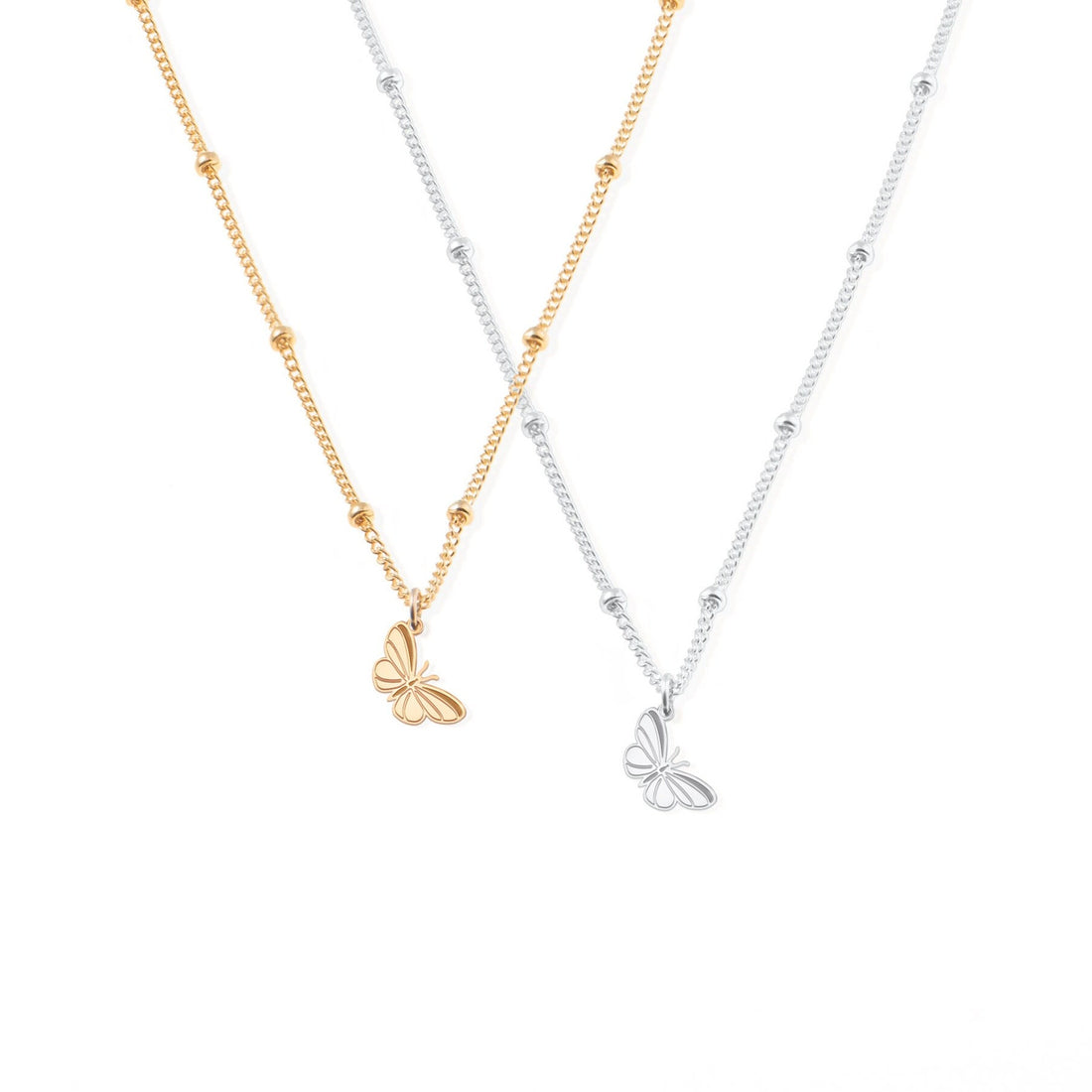 Butterfly Pendant Beady Necklace