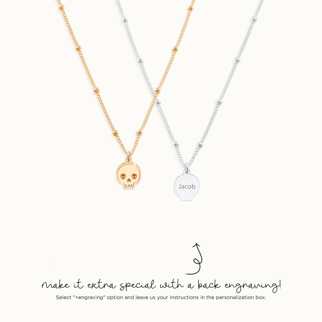 Skull Pendant Beady Necklace