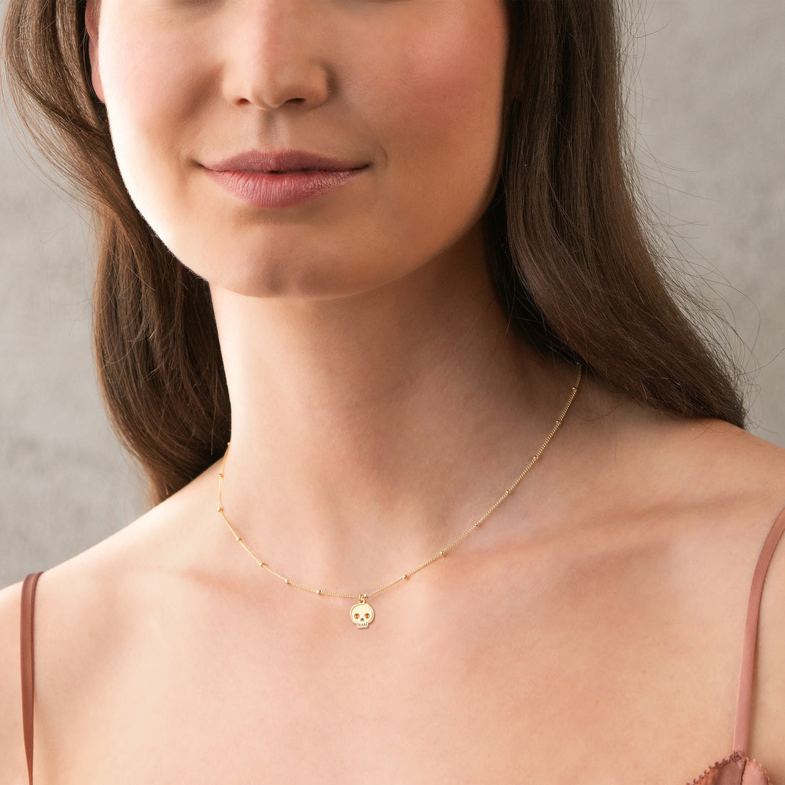Skull Pendant Beady Necklace
