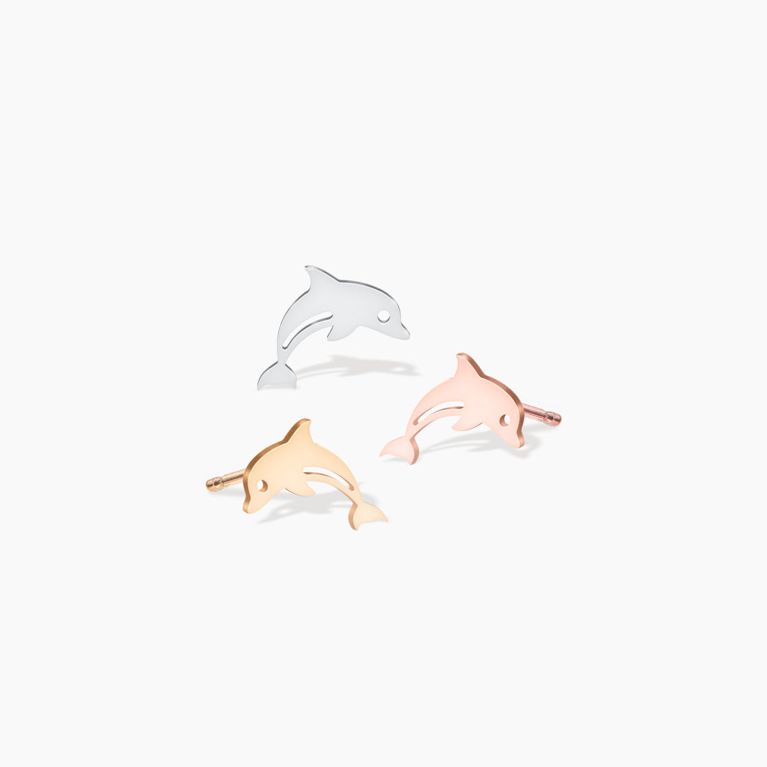 Dolphin Stud Earrings 14K