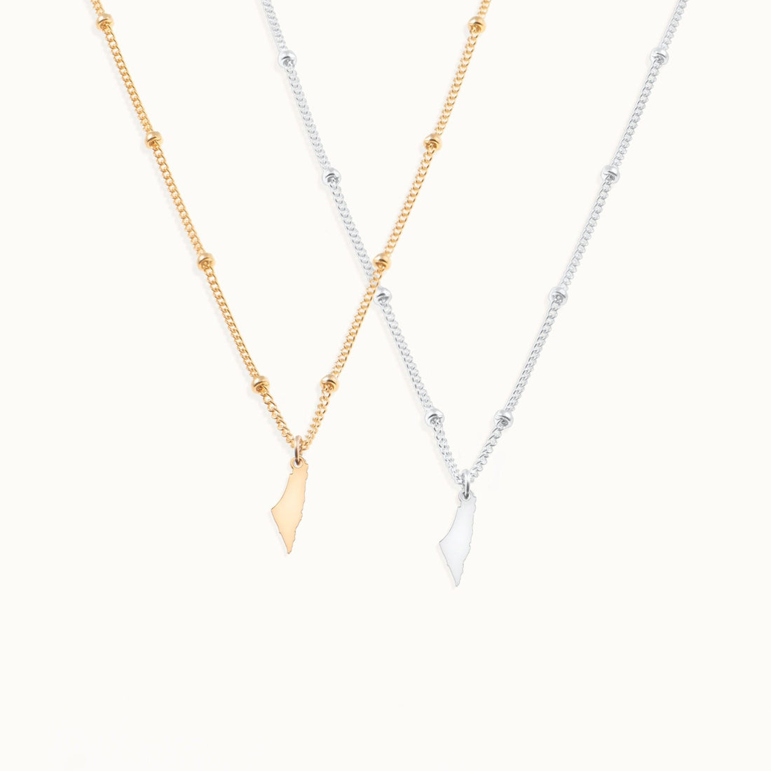 Map of Palestine Necklace on a Beady Chain