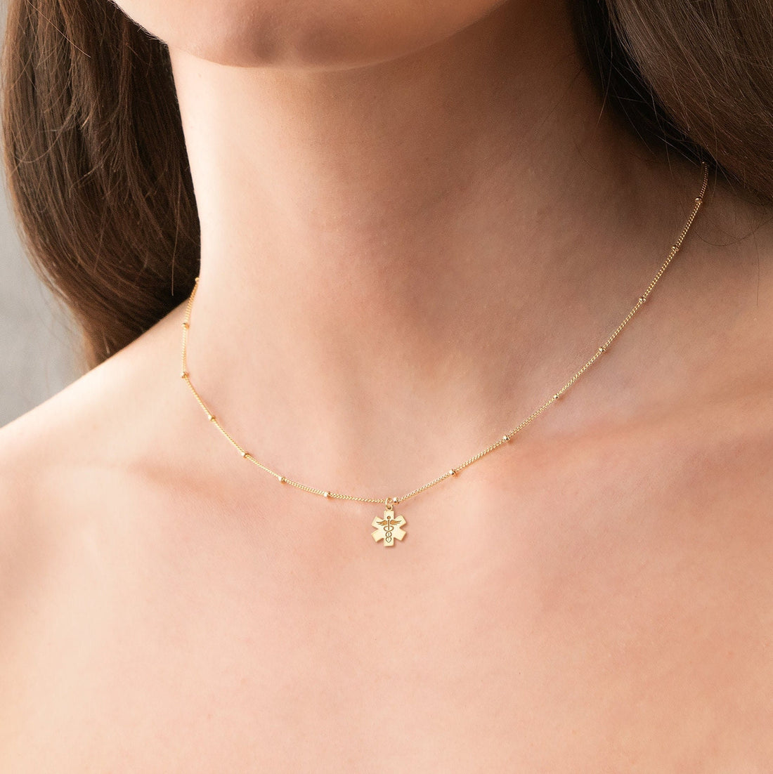 Rod Of Asclepius Beady Necklace