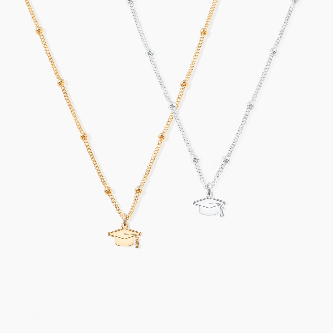 Graduation Cap Pendant Beady Necklace