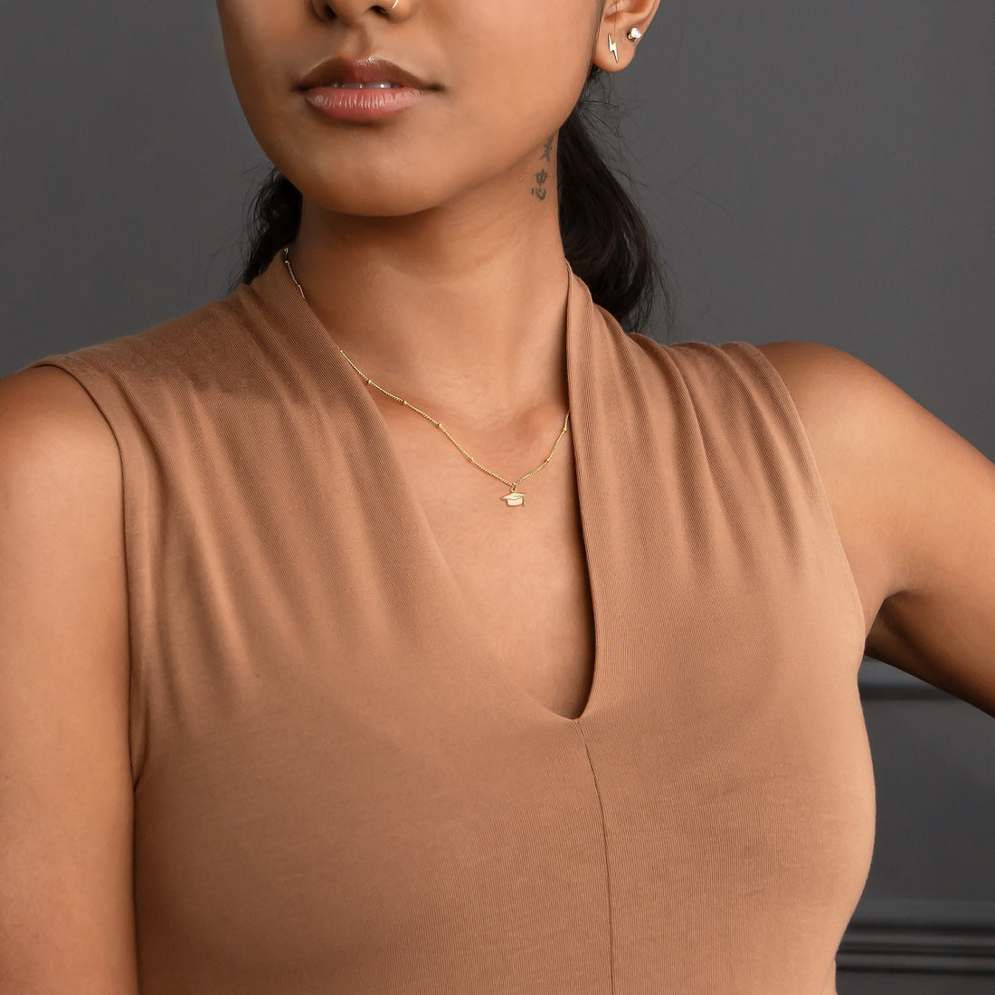 Graduation Cap Pendant Beady Necklace