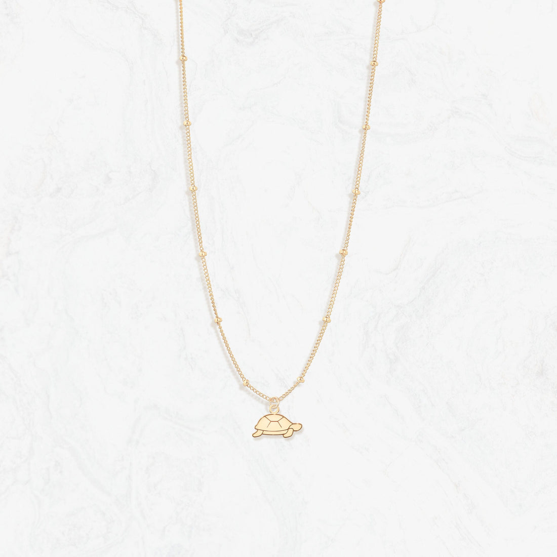 Simple Turtle Pendant Beady Necklace