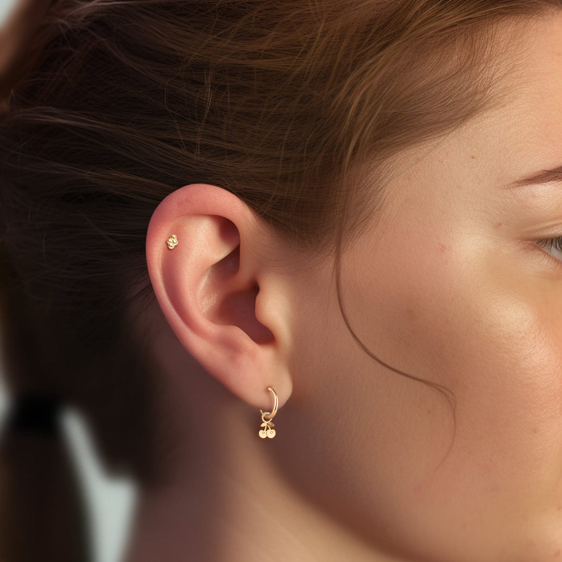 Cherry Drop Hoop Earrings