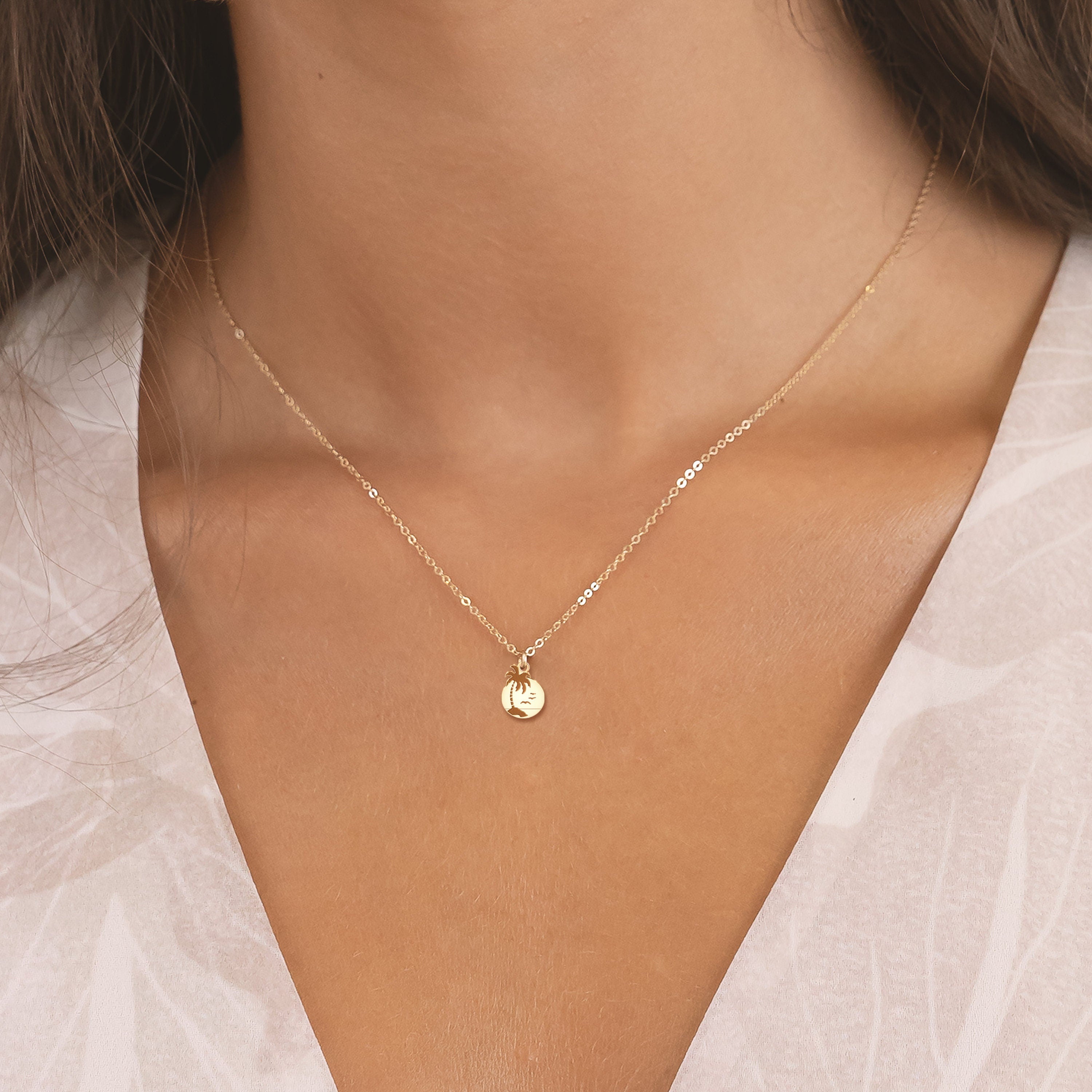 Palm Tree Pendant Necklace