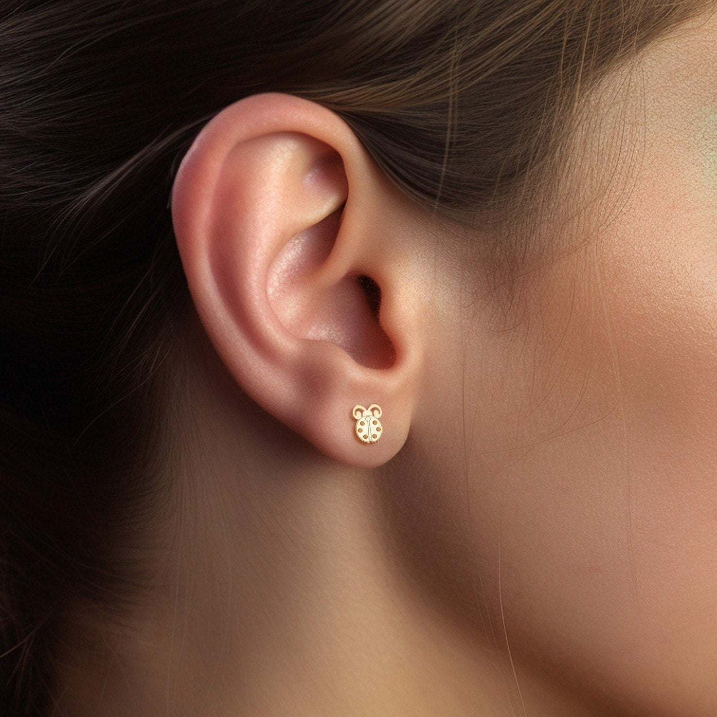 Ladybug 14K Stud Earrings