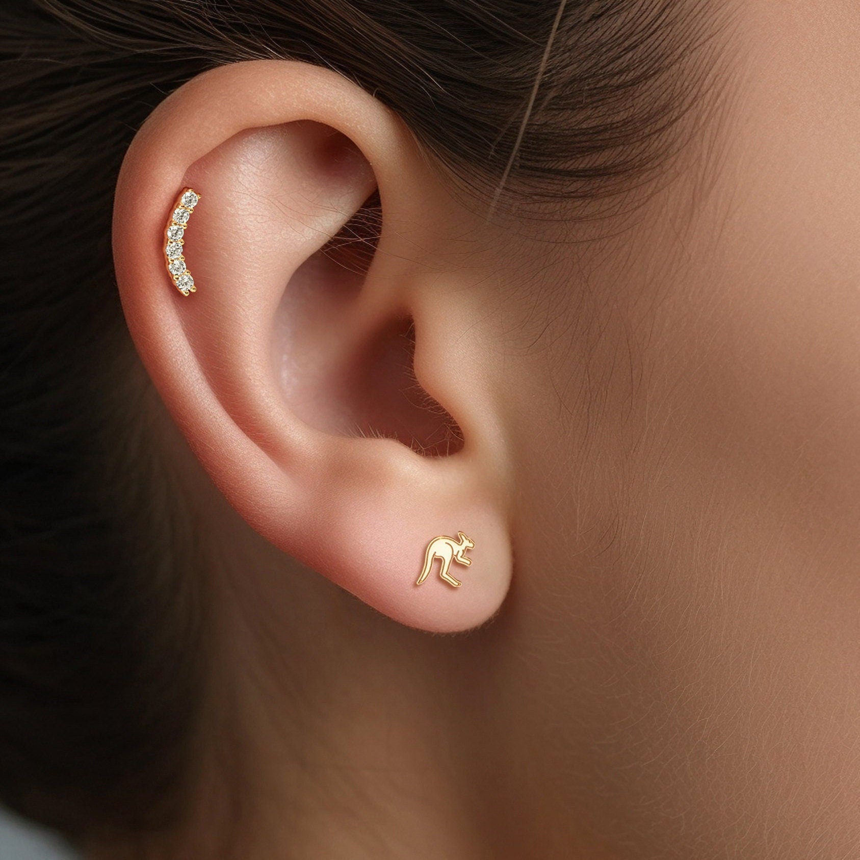 Kangaroo Silhouette Stud Earrings