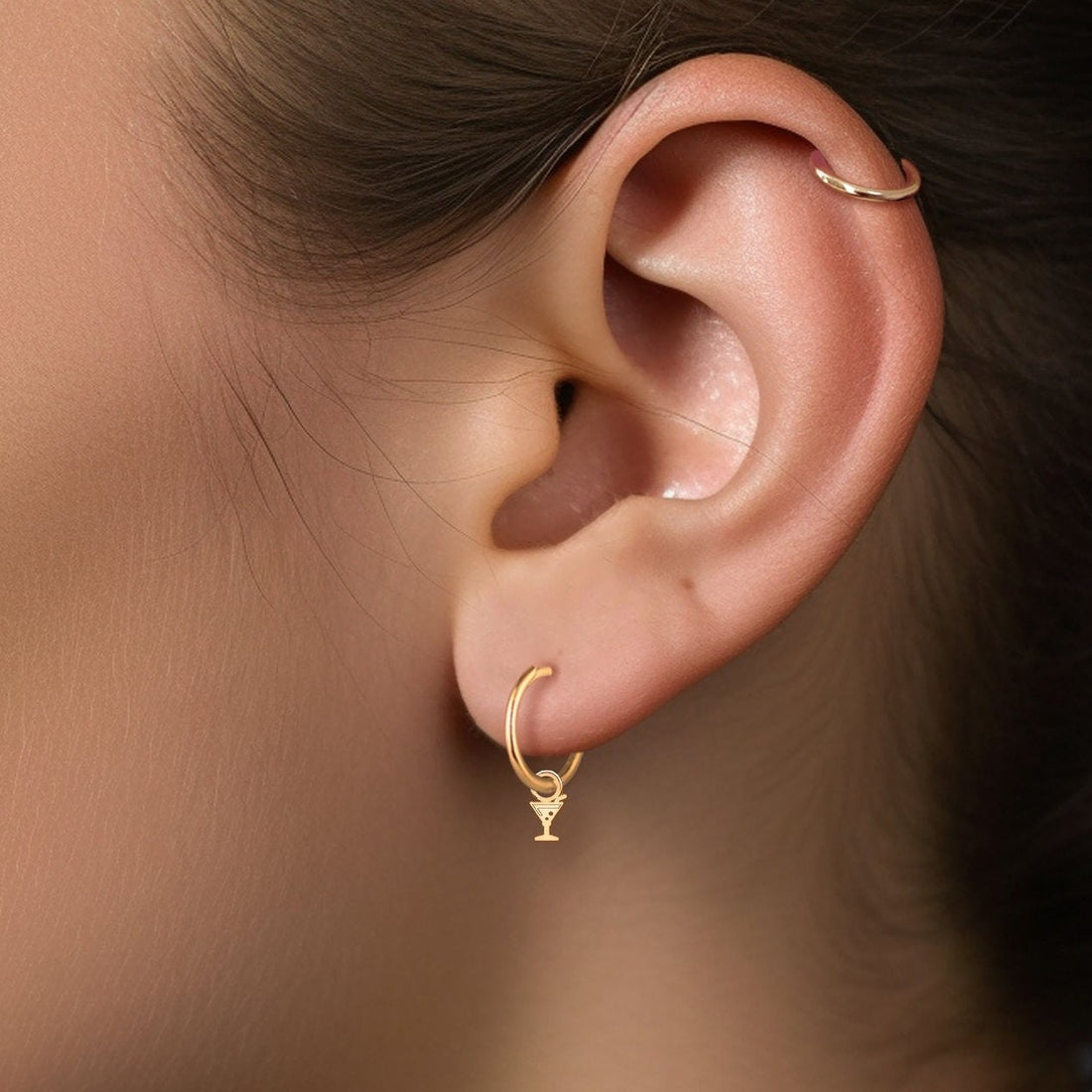 Martini Glass Huggie Earrings