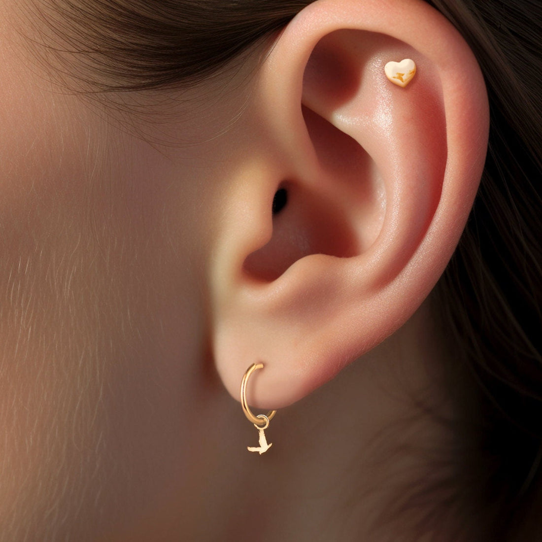 Hawk Pendant Huggie Hoop Earrings