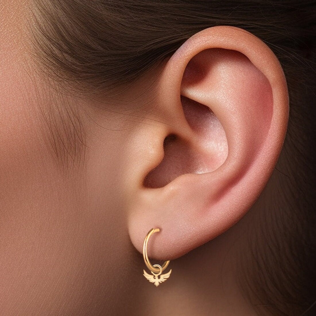 Firebird Huggie Hoop Earring