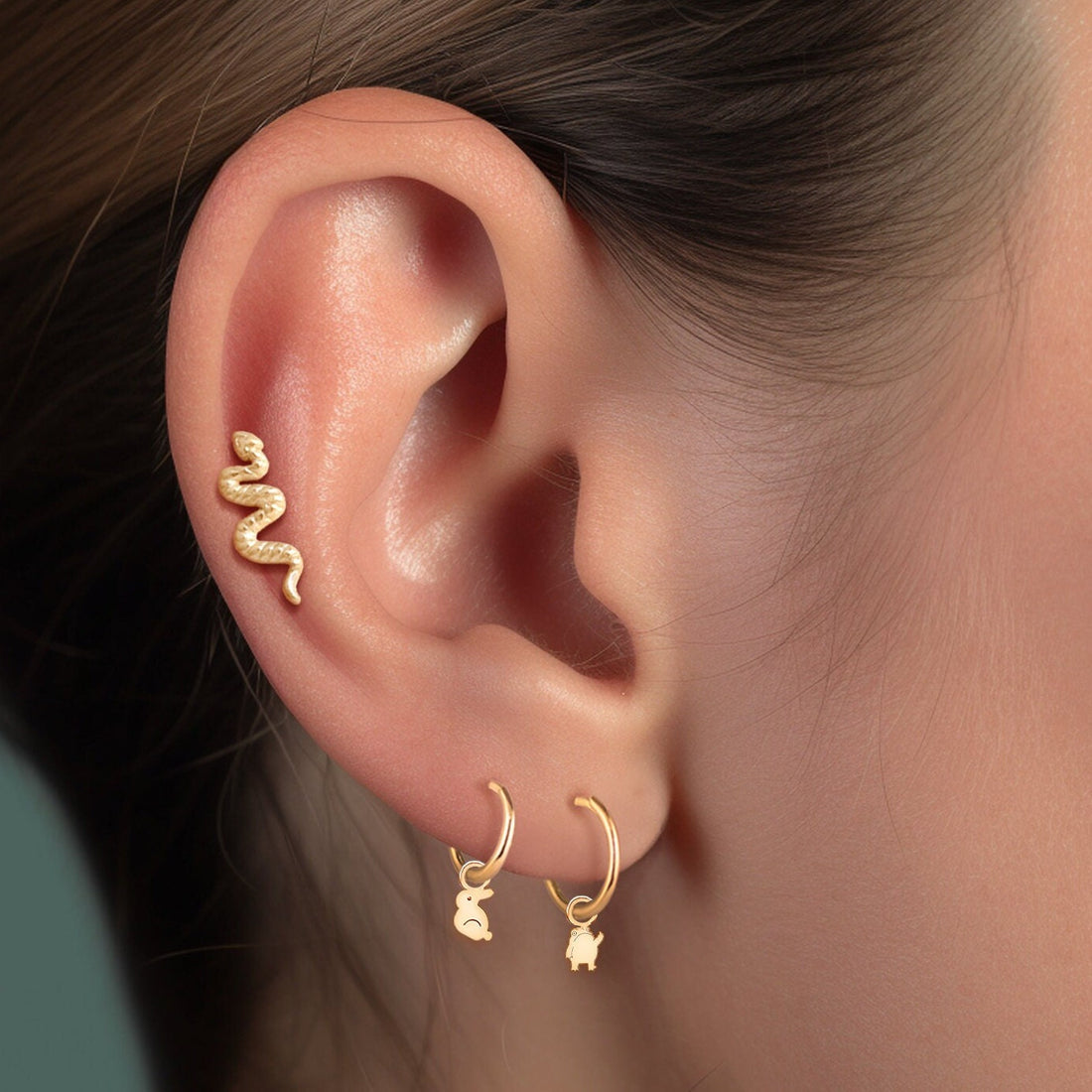 Frog Funny Huggie Hoop Earrings