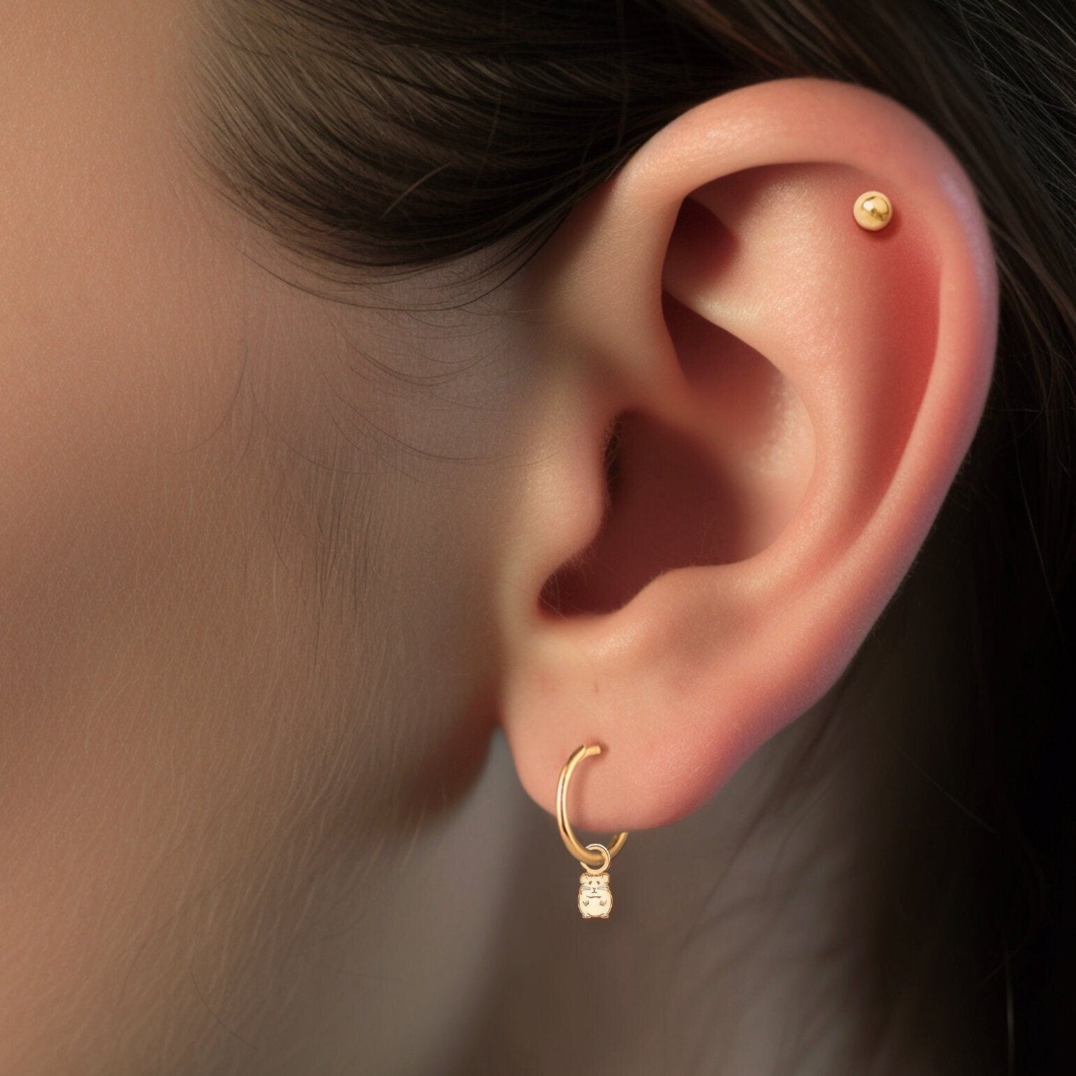 Hamster Huggie Hoop Earrings