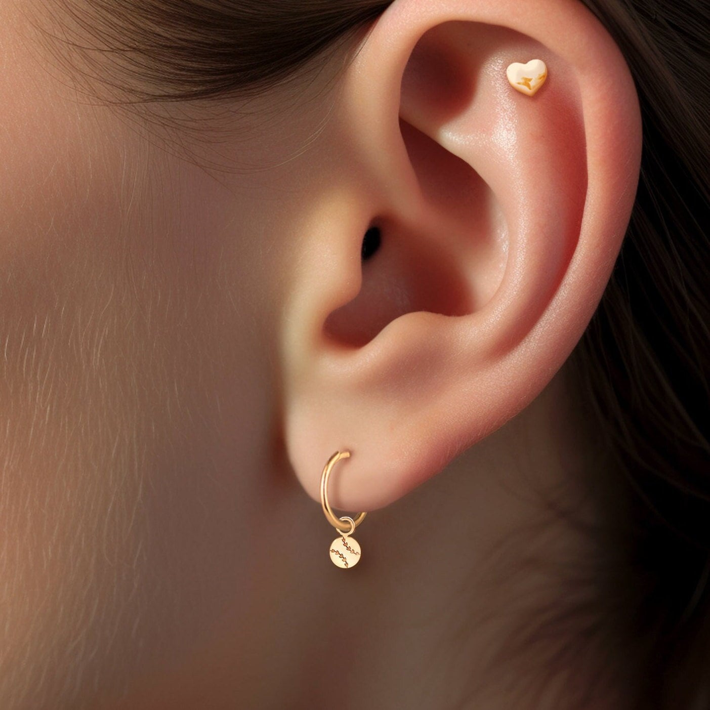 Baseball Charm Huggie Earrings