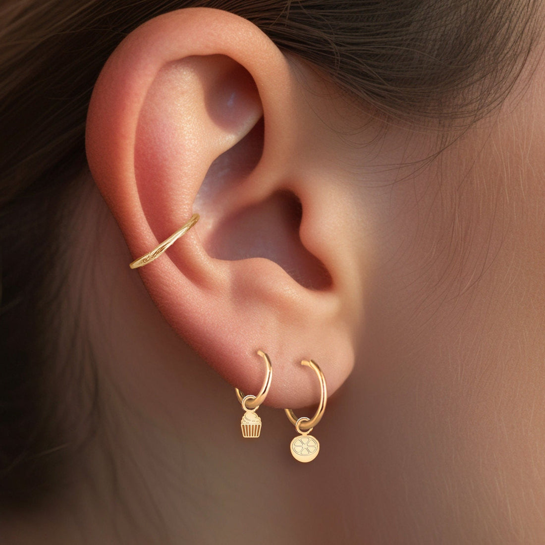 Citrus Slice Huggie Earrings
