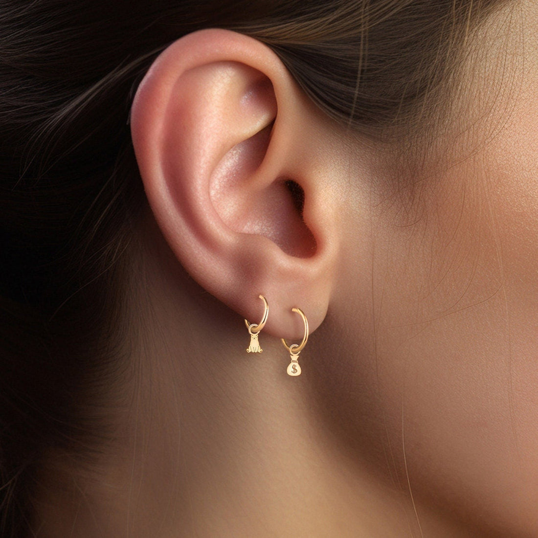 Money Bag Hoop Earrings