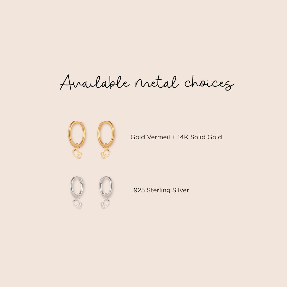 Stethoscope Charm Hoop Earrings - Gold Vermeil, Sterling Silver, Solid 14k Gold | Handcrafted Medical Jewelry