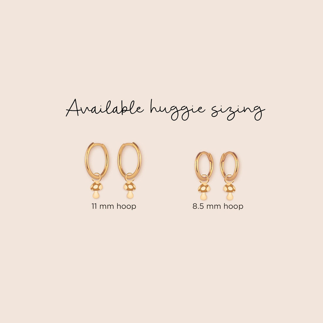Or Magic Mushroom Charm Huggie Hoops