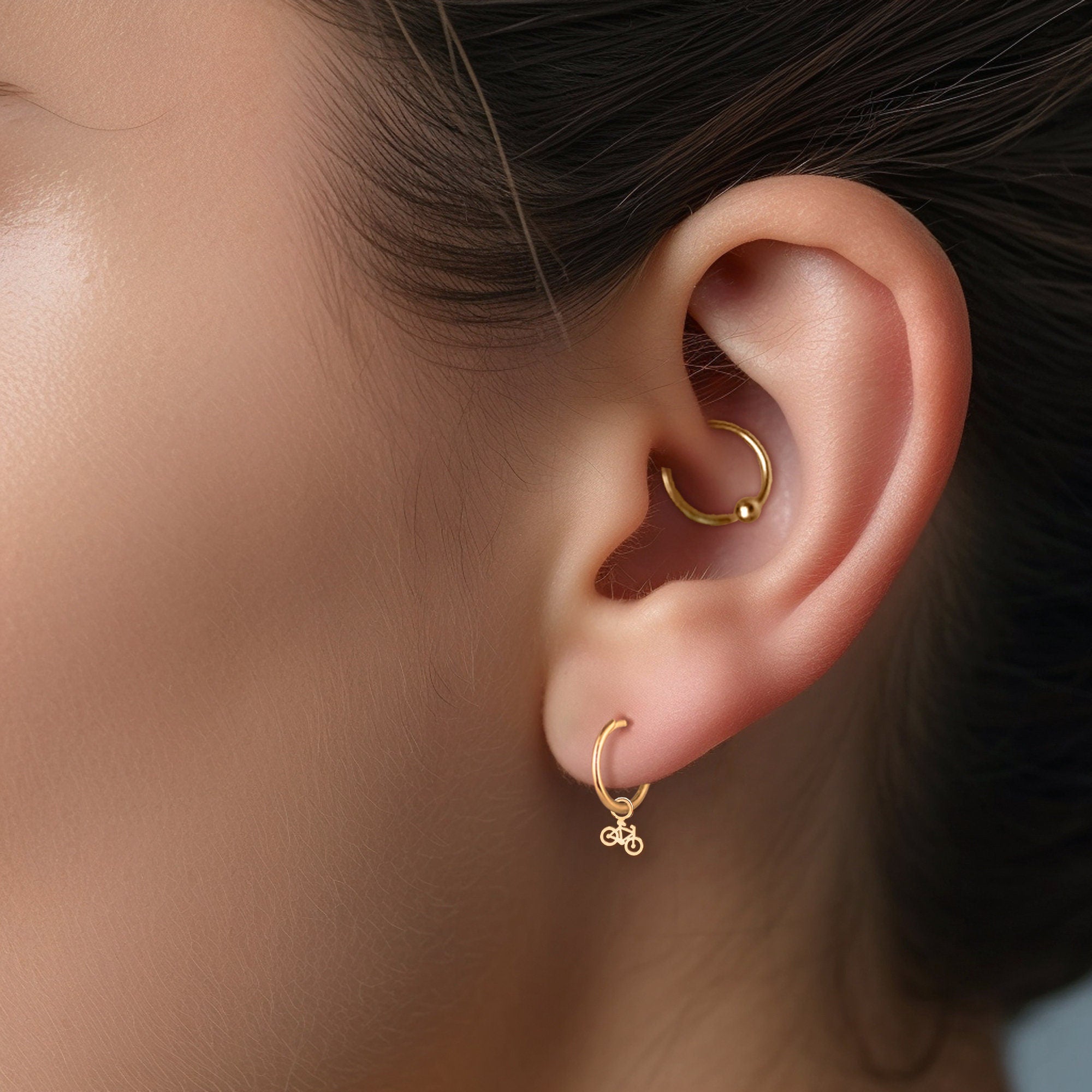 Bicycle Huggie Hoop Earrings