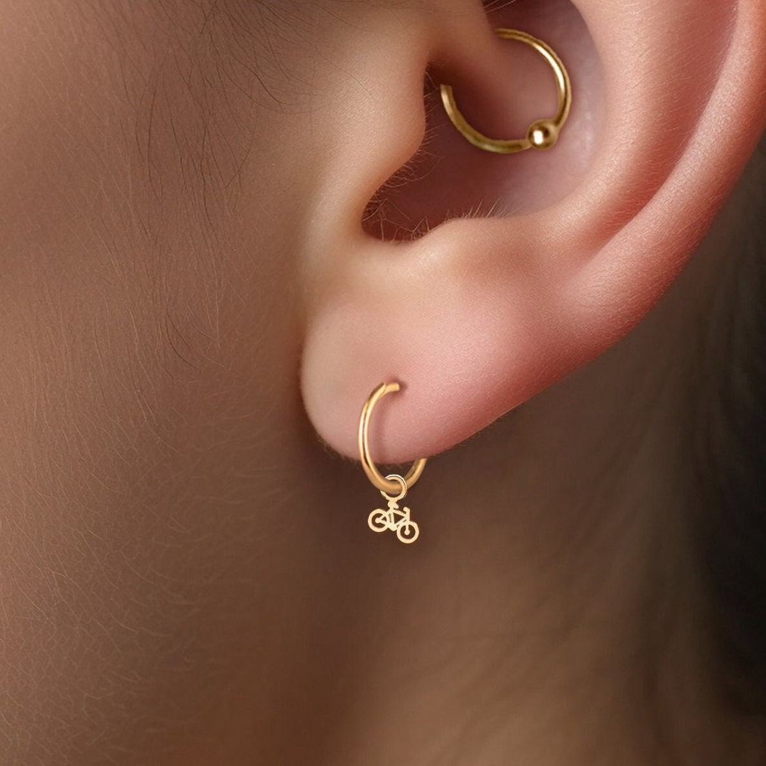 Bicycle Huggie Hoop Earrings
